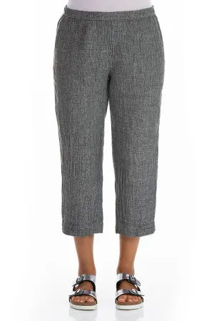 Cropped Grey Mélange Linen Trousers