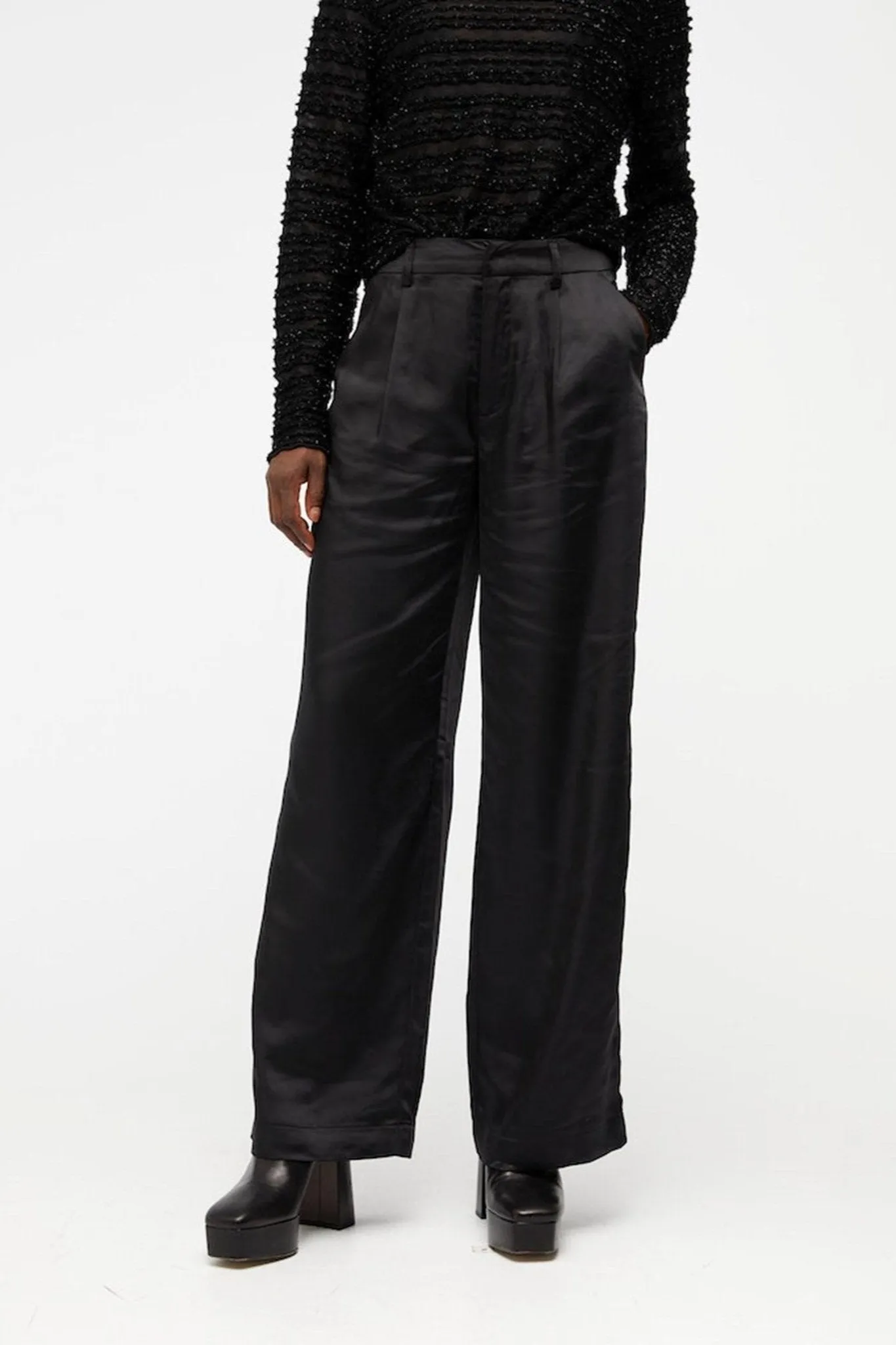 Debra Mid Waist Pants - Black