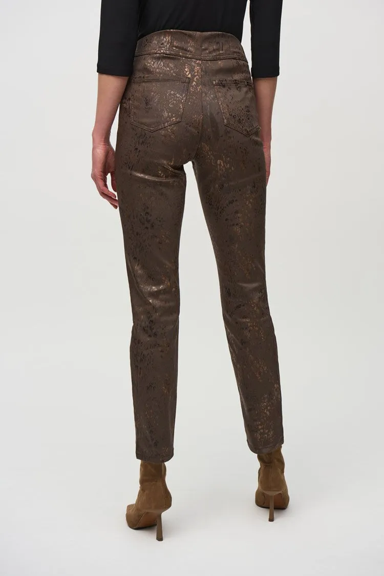 Foiled Animal Print Slim Pants