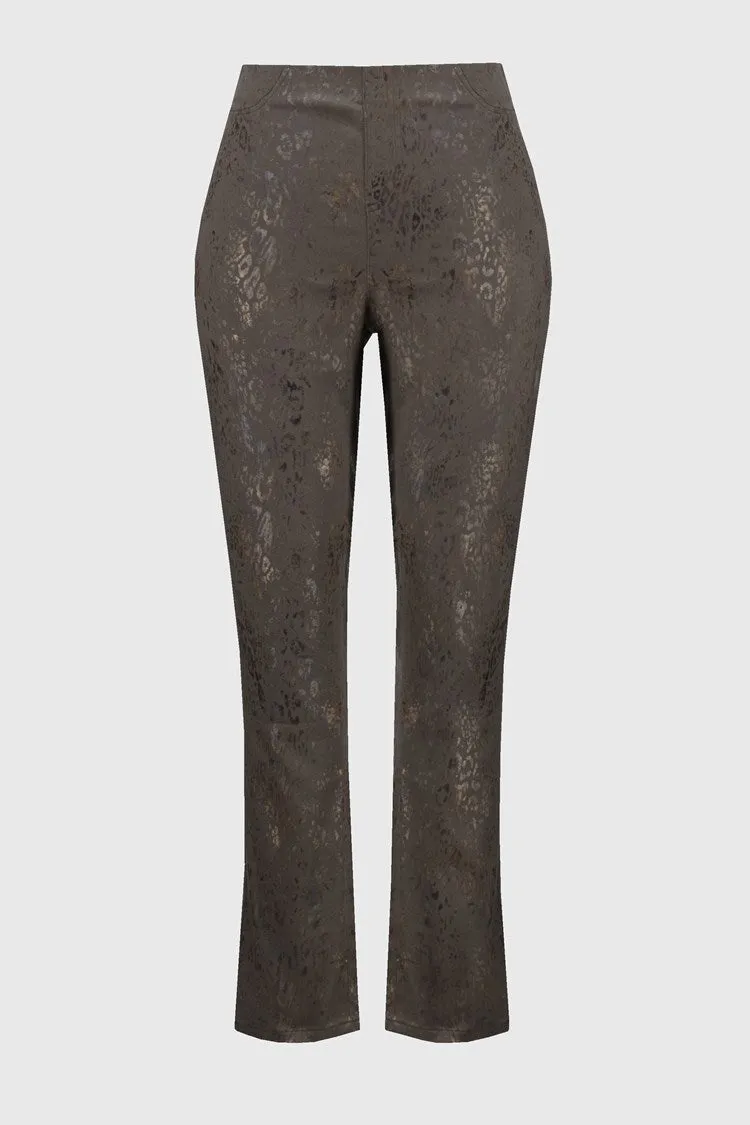 Foiled Animal Print Slim Pants