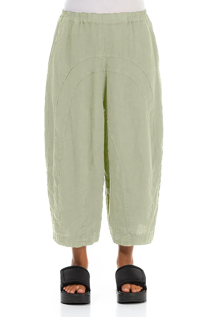 Loose Back Pockets Laurel Green Linen Trousers