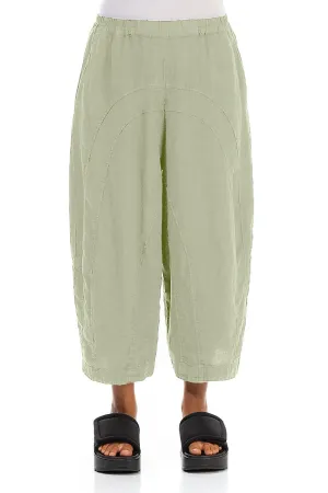 Loose Back Pockets Laurel Green Linen Trousers