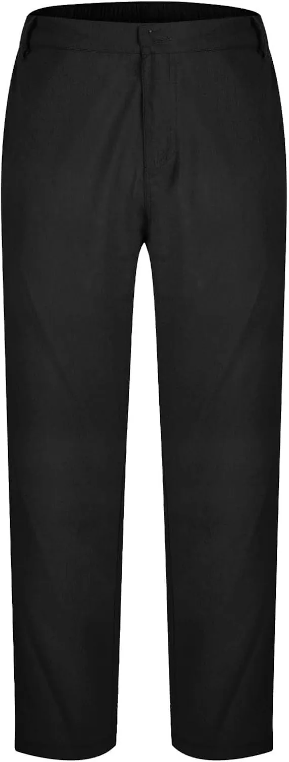 Men's Cotton Linen Pants Stretch Waist Lightweight Casual Pants Slim Fit Yoga Beach Trousers with Pockets
